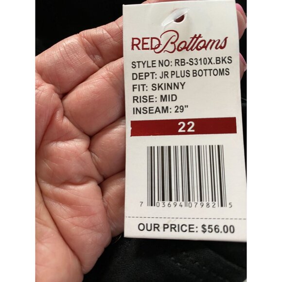 Red Bottoms Black High-Waist Booty-Lifting Stretch Jeans Size 22 Western Biker - Picture 7 of 15